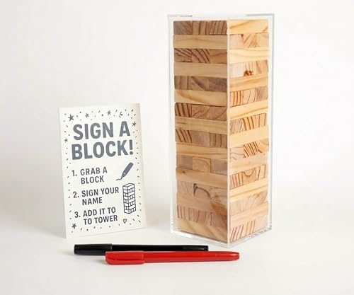 LIFETOO 100+ Guests Wedding Guest Book Alternative:Wooden Block Guest Book