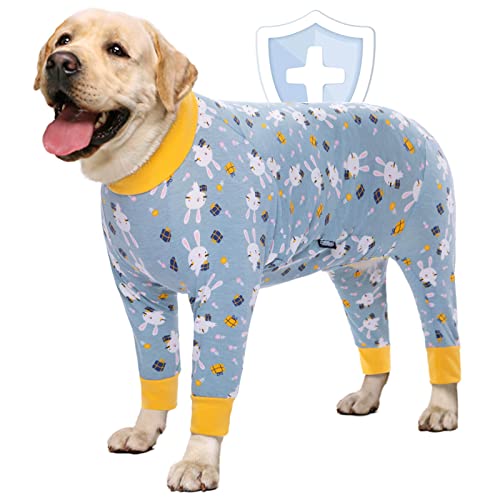 AOFITEE Dog Recovery Suit After Surgery Dog Onesie, Dog Surgical Recovery Shirt for Abdominal Wounds, Rabbit Print Dog Pajamas Bodysuit for Medium Large Dog Cone Alternative, Full Body for Shedding