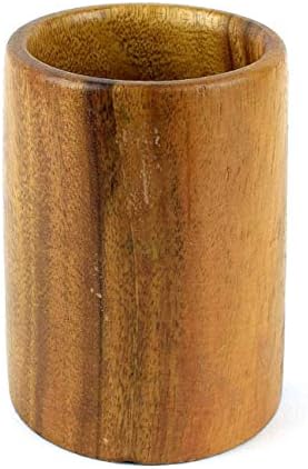 UPIT Wooden Kitchen Countertop Tool Utensil Holder Crock for Spoons Spatula Straw Cutlery Accessories Utinsels Storage, 4" x 6"