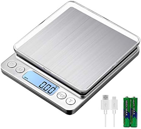 KUBEI Upgraded Large Range Small Kitchen Scale, USB Charging Mini Food Electronic Scale, High Accuracy Cooking Scale, Pocket Scale with LCD Display, 1kg/0.01