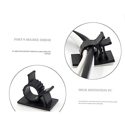 Vaguelly Clips Adhesivos Ajustables para Cables Juego de 10 Piezas, Sujetadores de Cables de Plástico para Escritorio y Pared Negro miniatura 2