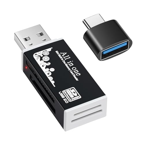 Czytnik kart pamięci USB, czytnik kart BORLTER CLAMP USB do komputera z adapterem typu C, obsługuje karty CF, SD, MMC.