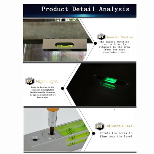 High precision aluminum alloy metal adjustable level bubble small square bar luminous magnetic length 90 hole pitch 78MM