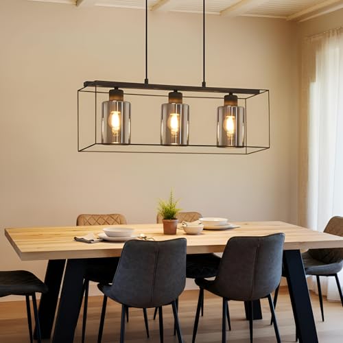 Suspension vintage à hauteur réglable avec abat-jour en verre pour douille E27