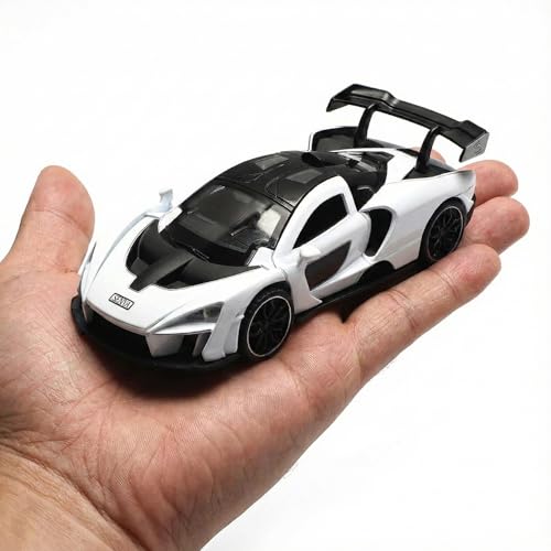 Image of McLaren Senna Car Toy - 1:28 Scale Alloy Meat Die-Cast Supercar Model with Openable Door, Lights & Sound, Pull-Back Sports Car Toy for Kids, Boys & Collectors - Gift Item (Red)