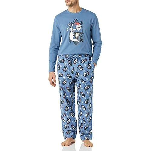 Amazon Essentials Disney | Marvel | Star Wars Conjunto de Pijama en Franela Hombre, Nightmare Santa Jack - Mens, M