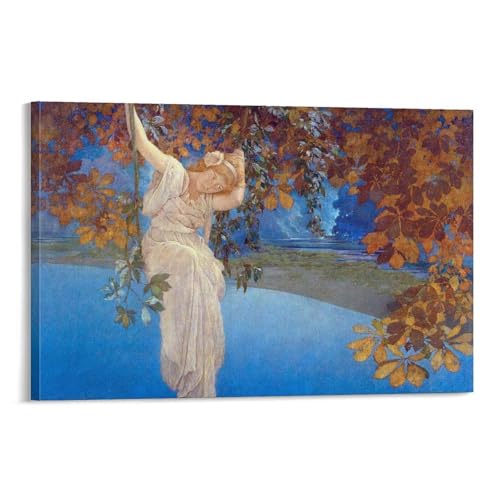 Impression sur toile Maxfield Parrish femme sur vigne pour une ambiance zen