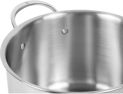 Miniatura 3 de Olla de 8 cuartos de galón: fabricada en Italia, olla de cocina de acero inoxidable con tapa, antiadherente, ligera, resistente al calor, compatible