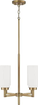 Capital Lighting 351741AD Alyssa Art-Inspired Luxe Faux Alabaster Glass Cylinder Pendant Ceiling Light, 4-Light 240 Total Watts, 17" H x 16" W, Aged Brass