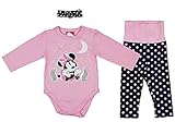 Juego de 3 piezas de Disney para niña: body de manga larga con pantalón y gorro para bebé, en color blanco y rosa, en talla 56, 62, 68, 74, 80 86, es ideal como regalo para niñas de 0 3, 6, 9 12 meses.