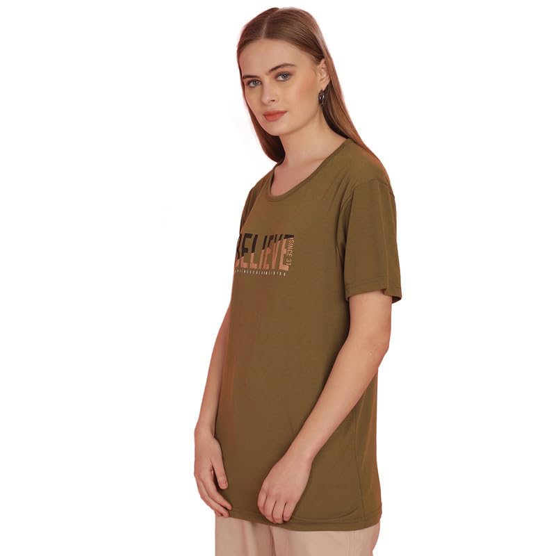 Image of Round Neck Cotton Printed Women Regular Fit Tshirt-P1950