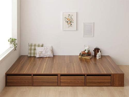 Amazon ウォルナットブラウン お客様組立 シングル シェルフ棚 引出収納付きベッドとしても使えるフローリング調デザイン小上がり ひだまり ﾉｰﾌﾞﾗﾝﾄﾞ品 ベッドフレーム オンライン通販