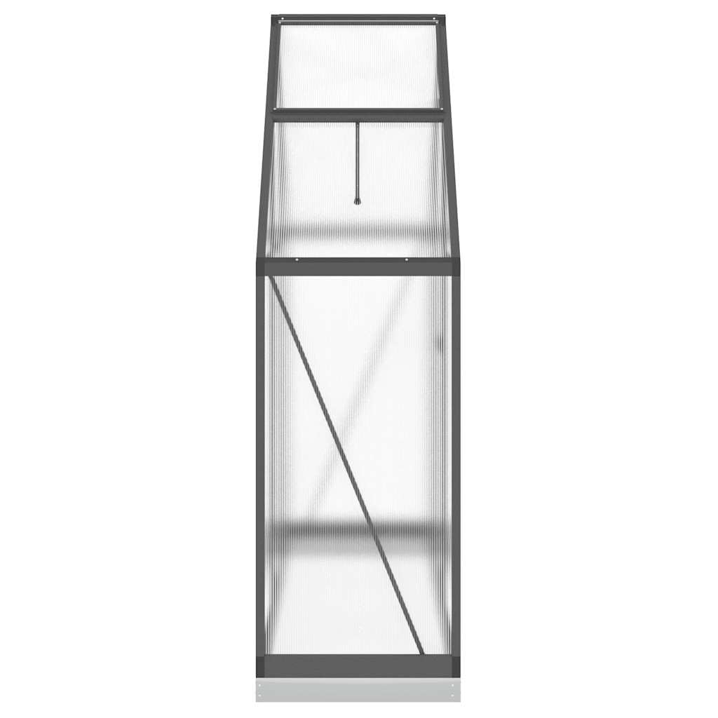 Gewächshaus mit Fundamentrahmen Anthrazit 169x58x202 cm Aluminium Polycarbonat für Hobby-Gartenbau, Tomatenhaus, Frühbeet, Balkon, Terrasse, Pflanzenpflege und Überwinterung