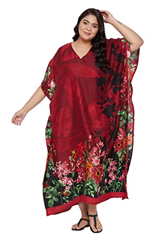 Image of Oussum Women Plus Size Kaftan Kimono Loose Maxi summer dresses for women Beach 3 /4 Sleeve Casual lounge dress Boho