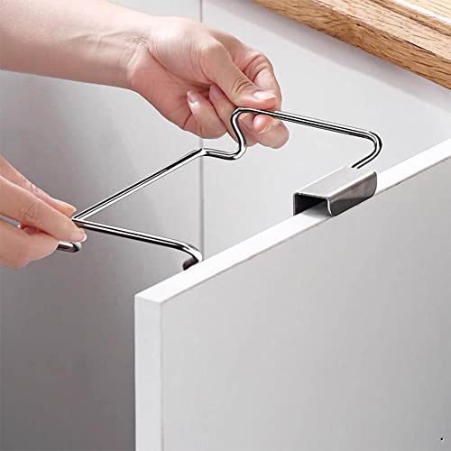 KABAKE Hängende Müllsäcke Aufbewahrung Organizer Rack Edelstahl Mülleimer Tasche Halter Handtuch Handschuhe Aufhänger für Küche Schrank Schublade Hintertürhänger (Edelstahl)