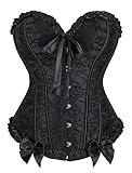 KUOSE Damen Vollbrust Corsage Bauchweg Korsage Top Übergrößen Schwarz-2, EUR(46-48)5XL