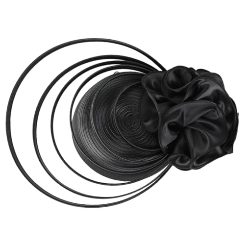Chapeau fascinateur mariée noir élégant aux finitions soignées pour femme