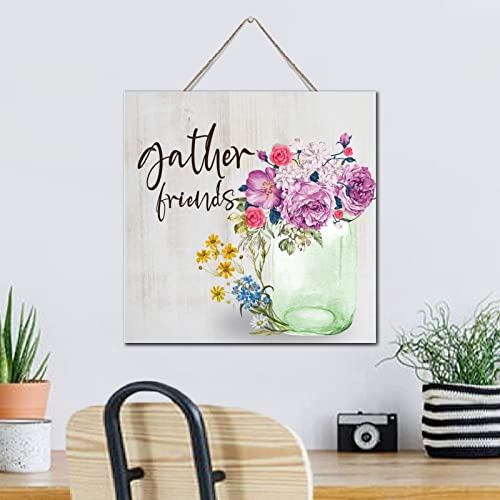 Panneau en bois rustique fleurs déco entrée idée cadeau maison - 5