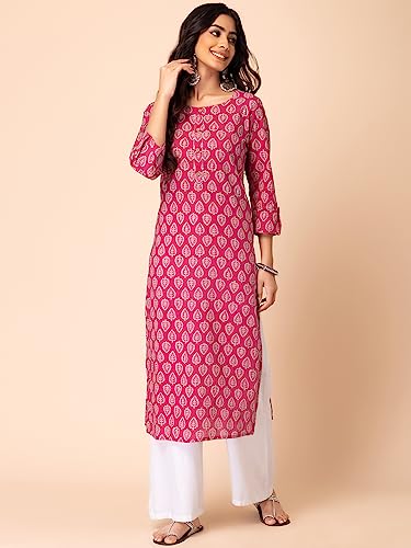 Image of Indya Batik Leaf Print Cotton Women's Kurta