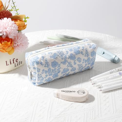 Image of Pencil Case Lightweight Aesthetic Pen Case Office College School Storage Bag Pouch Holder Box Organizer Makeup Pouch Cosmetic Bag for Girls Boys Kids (Flowers-Orchid)
