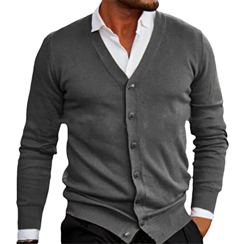 Cardigan en tricot homme chaud à manches longues et simple boutonnage