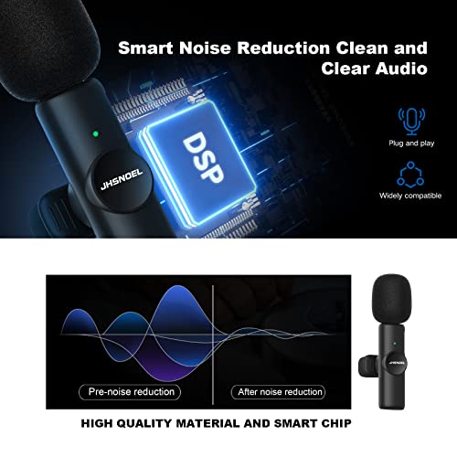 Jhsnoel Professional 2 Pack Wireless Lavalier Microphone For Iphone Ipad,Wireless Microphones,2.4Ghz Lapel Mic Plug-Play Wireless Mic For Phone Video Recording Interview Vlog Youtube Tiktok. #TOP2