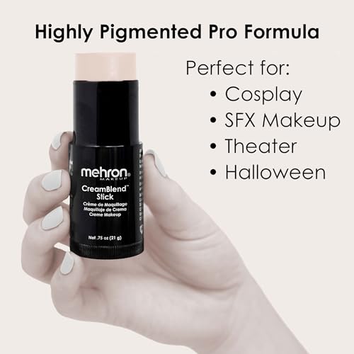 Image of Mehron Makeup CreamBlend Stick | Face Paint, Body Paint, & Foundation Cream Makeup | Perfect for Halloween .75 oz (21 g) (Butterfly Ivory)