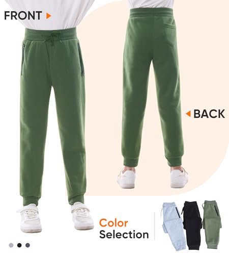 WHITE PEAK TRADING COMPANY Boys Athletic Sweatpants, 3 Pack Kids Fleece Casual Jogger Pants with Zipper Pockets Size 4-20 — view 2