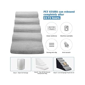   Dog-Stairs-for-Small-Dogs-High-Beds-25-H-5-Step-Dog-Steps-for-Small-DogsCats-Pet-StairsPet-Steps-for-High-Beds-Climbing-Non-Slip-Balanced-Dog-Ramps-for-Old-DogsCats-Injured-Grey