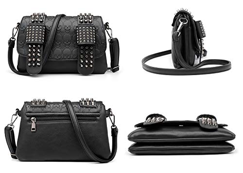 Bolso de hombro con calavera punk para mujer miniatura 4