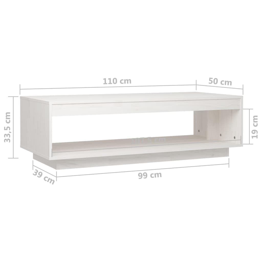 Couchtisch Weiß 110x50x33,5 cm Kiefer Massivholz