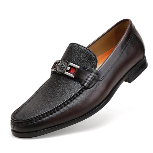 Men's Causal Dress Loafers, Classic Leather Buckle Slip-on Penny Loafer Business Dress Shoes Party Loafers for Mens