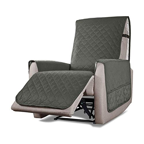 VanderHOME Housse pour Fauteuil inclinable matelassée 1 Housse pour Fauteuil Universel Housse pour canapé Malu Relax Protège-canapé matelassé réversible L Grise Cover