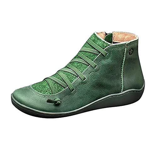 Chaussures Sport Femmes Courses Route Et Chemin Confortable Cuir Souple Semelle Montantes Basket Femme Fitness Talon Compensé Pas Cher A La Mode (Vert, Numeric_37)