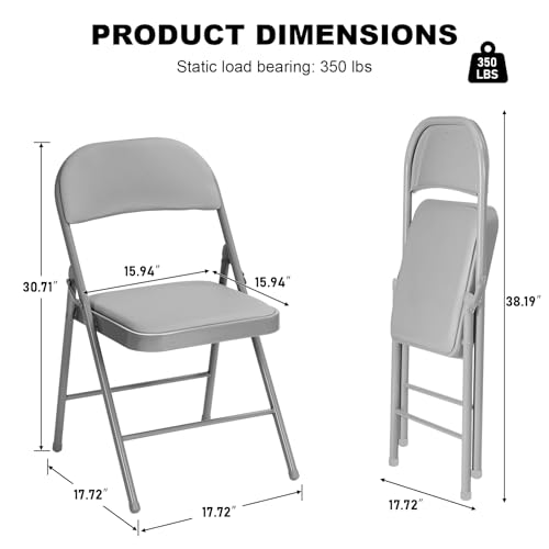 Image of 24 Pack Gray Folding Chairs with Padded Cushion and Metal Frame