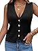 Saodimallsu Damen Ärmellos Pullover Weste Stricken V Hals Knopf Mode Lässig Lose Strickjacke Schwarz, M Mode im günstig Kaufen-Saodimallsu Damen Ärmellos Pullover Weste Stricken V Hals Knopf Mode Lässig Lose Strickjacke Schwarz, M