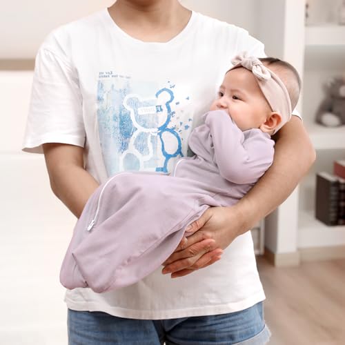 Image of ZIGJOY Swaddle Sleep Sack 3-6 Months, 0.5 Tog Baby Wearable Blanket | Rayon Made From Bamboo, Soft & Cool & High Stretchy. 2-way Zipper for Easy Diaper Changes. Long Sleeves Allow Self-soothing