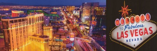 Las Vegas Aerial View & Sign Photo Art Print Poster 36x12