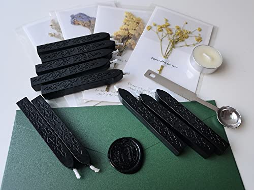Sealing Wax Sticks with Wick, AMTOL 10 PCS Wax Seal Sticks with 2 Pcs White Candles and 1 Pcs Wax Melting Spoon - Image 2
