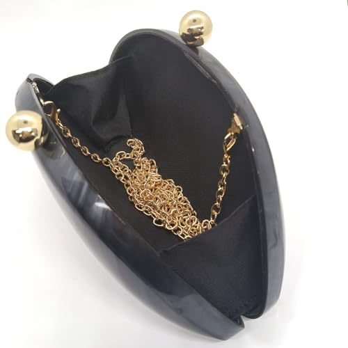 Image of Acrylic Shell Shaped Bag Luxury Marble Clutch Evening Purses for Women Glitter Handbag for Wedding Cocktail Party Prom