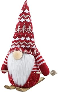 Godeufe Christmas Gonk Decor Gnomes Gift Xmas Decoration with Sled for Home Kitchen Farmhouse Tiered Tray, Elf Dwarf Figurines Handmade Scandinavian Tomte 31 cm (Red)