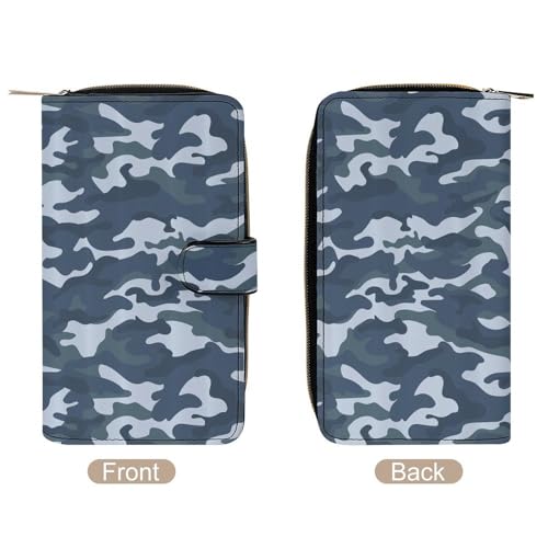 Oceanic Blue Camouflage Long Wallet for Women Men Purses Coin Pouch Credit Card Holder Organizer3
