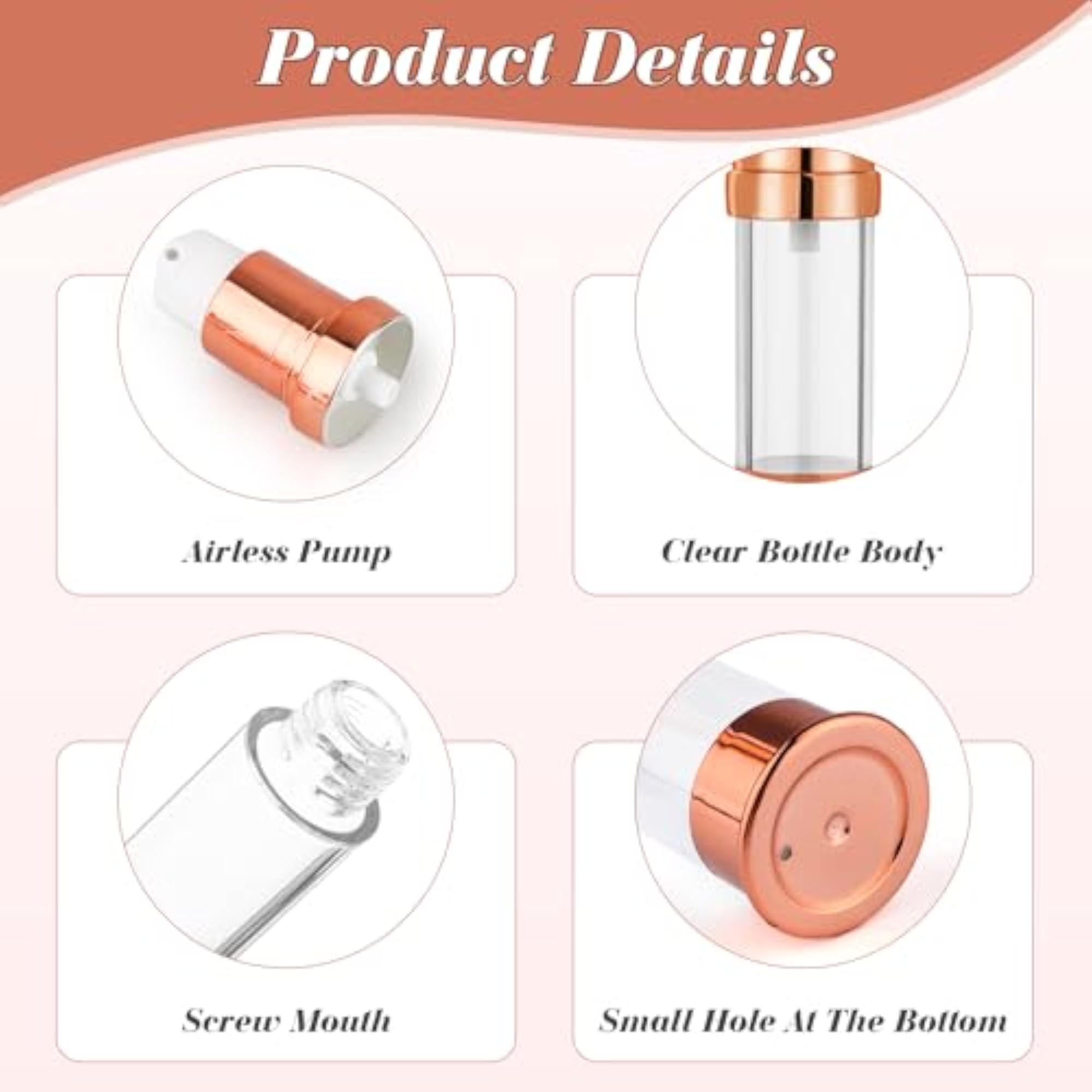 15Pcs Clear Plastic Lotion Airless Pump Bottles