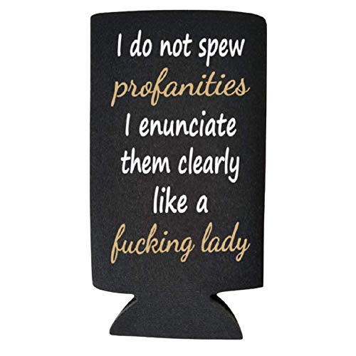 I Do Not Spew Profanities Funny Slim Can Cooler - Funny Spiked Seltzer Drink Accessory Gift Ideas For Women (Black) #TOP1