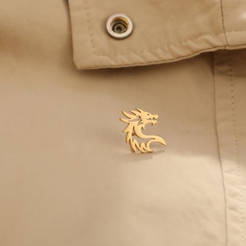Image of Dinosaur Pterosaur Chinese Dragon Brooch Stainless steel Bow Button Suit Badge Men's Women's Gifts