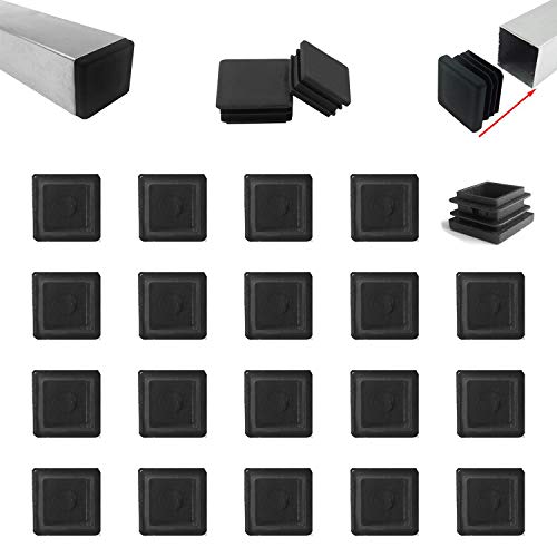 Zaky 20 pièces Bouchons Lamellaires pour Tubes Carrés 30x30 mm Bouchon pour Pied Bouchon pour Tuyau Carré Capuchon (Noir) Cover