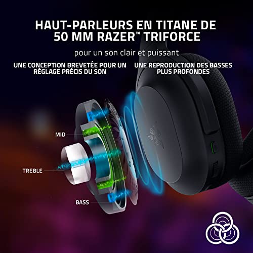 Casque gaming sans fil multiplateforme Razer Barracuda noir avec micro USB-C pour jeu PC - 5