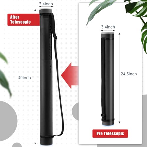 Image of Yahenda 6 Pcs Expandable Poster Tubes Bulk, 24 inch- 40 inch Extendable Blueprint Tube with Shoulder Strap Waterproof Portable Durable Round Cases for Drawing, Poster, Office Bulk Supply(Black, White)