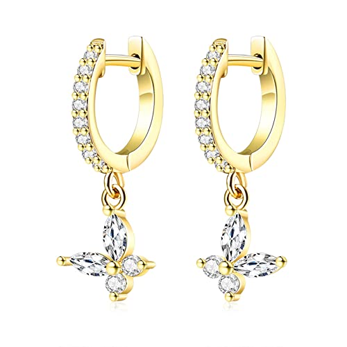 Boucles d'oreilles en Or 9K et moissanite, le cadeau papillon idéal