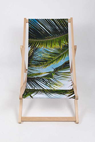 Merino Wool Bedding Tumbonas Sillón Plegable Silla Plegable balcón Silla Tradicional De Madera Ajustable Beach Garden Pool Lounge Tumbona de Exteriores Tumbona Plegado Sillas Jardín (1, Palm Leaves)